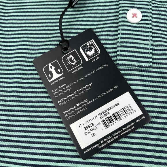 FOOTJOY FJ STRIPED GOLF POLO SHIRT SHORT SLEEVE MENS XXL 2-XL - NEW WITH TAGS - Picture 4 of 4
